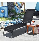 Giantex Adjustable Patio Chaise Lounge, Outdoor Folding Lounge Recliner Chairs w/Adjustable Backr...