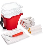 Mister Rui 4" Paint Roller Kit 14 Pack, 4 Inch Microfiber Roller Covers, Paint Bucket, Paint Pan ...