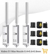 3PCS 0.4/0.6/0.8mm Kobra S1 Max Quick-Swap Hardened Steel Nozzle,High Speed Print Head Extruder H...