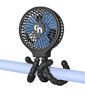 WiHoo Mini Handheld Stroller Fan,Personal Portable Car Seat Baby Fan with Flexible Tripod Fix on ...