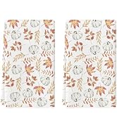 Artoid Mode Orange Leaves Pumpkin Fall Kitchen Towels Dish Towels, 18x26 Inch Farmhouse Decoratio...