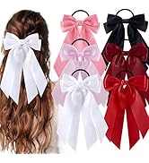 hisial 6Pcs Bow Hair Ties Non-Damage Ponytail Holders Hair Bows Ribbon for Women Fashion Bows Acc...