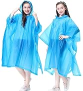 RUISHYY Rain Poncho for Kids (2 Pack), Reusable EVA Children Raincoat Ponchos Rain Jacket with Ho...