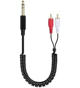 ELNONE 0.8M/2.6FT 6.35mm 1/4" inch TRS to RCA Y Splitter Cable, 6.35mm Stereo Plug to 2 RCA Male ...
