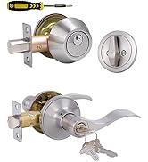 Keyed Alike Front Door Lever Lockset with Single Cylinder Deadbolt Combination Set, Exterior Door...
