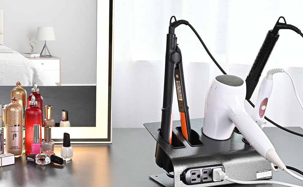 6-Hole Tabletop Blow Dryer & Hair Iron Holder