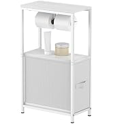 NOVIMANGO Slim Toilet Paper Storage Cabinet White, Toilet Paper Holder with Storage Bathroom Cabi...
