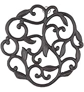 GASARÉ, Cast Iron Trivet for Hot Dishes, Pots, and Pans, Metal Trivet, Vine Plant Design, Rubber ...