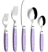 ANNOVA Silverware Set 20 Pieces Stainless Steel Cutlery Color Handle With Rivet/Retro Flatware - ...