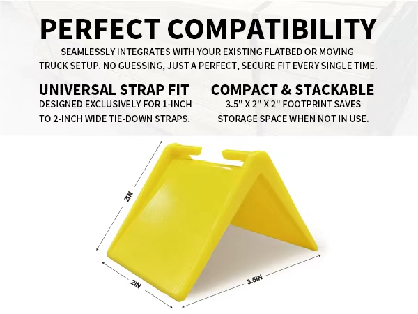 3.5x2x2 inch stackable cargo corner protectors, universal fit for 1 to 2 inch tie down straps.