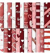 EggSun 48Pcs Heart Pink Scrapbook Paper Pad, 12x12 Inch Watercolor Love Decorative Craft Paper fo...
