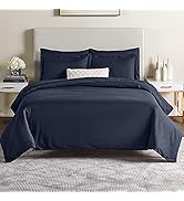 Nestl Navy Duvet Cover Queen Size - Soft Queen Duvet Cover Set, 5 Piece Double Brushed Duvet Cove...
