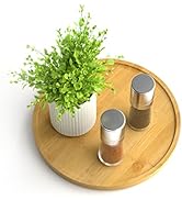 Homerays Lazy Susan Organizer 9 Inch Non-Skid Bamboo Lazy Susan for Kitchen Rotating Spice Rack f...