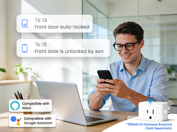Record logs let you see who opened the door, at what time, and by which method via the app.