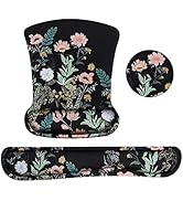 MOSISO Wrist Rest Support for Mouse Pad&Keyboard Set, Wild Flowers Ergonomic Mousepad&Coaster Non...