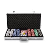 Fat Cat 11.5 Gram Texas Hold 'em Claytec Poker Chip Set with Aluminum Case, 500 Striped Dice Chips