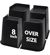 HANIHUA Bed Risers 8 inch Heavy Duty, 4 Pack Oversized Furniture Risers, Black Bed Lifts Risers f...