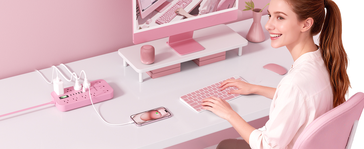 pink desk accessories