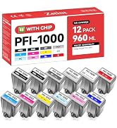 PFI-1000 Ink Tank set 12-Pack 80ml High Capacity with Chip Replacement for Canon PFI-1000 PFI1000...