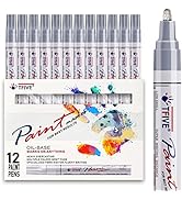 Silver Paint Pens Markers - 12 Pack Oil Based Permanent Marker, Medium Tip, Never Fade, Quick Dry...