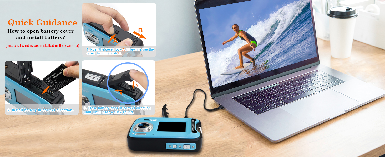 underwater camera dual screen 4K 48MP waterproof camera