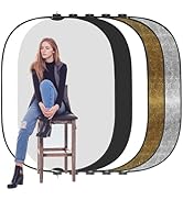 WELLMAKING 5x6.5feet/1.5x2M Reflector Photography, Collapsible Light Reflector with Threaded Hand...
