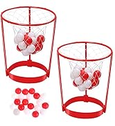 2 Pack Head Hoop Basketball Party Game for Kids and Adults, Adjustable Basket Net Headband with 2...