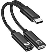USB C Splitter 2 in 1 Samsung USB C Headphone and Charger Adapter Audio Dongle Cable with PD 60W ...