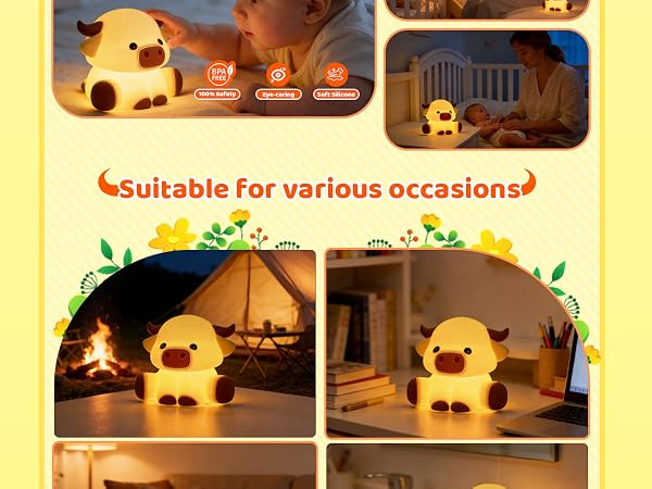 Text reads 'Suitable for various occasions'. Multiple warm-lit scenes showing decorative lighting arrangements in different home settings.