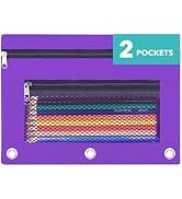 ASBEFORE Pencil Pouch for 3 Ring Binder - 3 Hole Zipper Pen Case Bag Holder Bulk Accessories Clea...