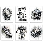 Frimeeme Black and White Football Wall Art & Posters for Kids Boys Room Locker Room Dorm Living R...