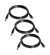 GGIPOWY 5.5mm x 2.1mm 12V DC Power Cable 3-Pack,DC5521 Male to Female Extension Cable 18AWG for C...