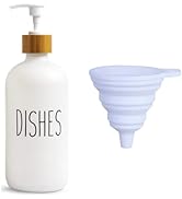 LOOCHICA Dish White Glass Soap Dispenser with Plastic Pump, 16 Oz White Dish Soap Dispenser Set R...