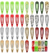 Holiday Christmas Snap Hair Clips Set by FLAREANN – 36 PCS, 2 Inch Non-Slip Snap Barrettes, Glitt...