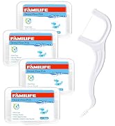 FAMILIFE Floss Picks, 200 Count Unflavored Dental Floss Picks, Tooth Picks Flossers with 4 Travel...