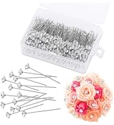 Zxiixz 200 PCS Corsage Boutonniere Pins, 1.5 Inch Flower Pins Diamond Head Pins Clear Straight Pi...