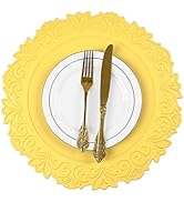 Noctiflorous Round Faux Leather 15 Inch Placemats Set of 6 Waterproof Wipeable Heat Resistant Tab...