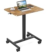DUMOS Stading Desk, Sit Stand Portable Rolling Laptop PC Table with Lockable Wheels Computer Work...