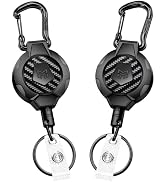 MNGARISTA Heavy Duty Retractable Keychain Lanyard Badge Reel Holder,2PK | ,Carbon Fiber,Can Hold ...