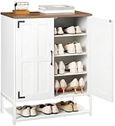 HOOBRO Entryway Shoe Cabinet, 6-Tier Farmhouse Shoe Storage Cabinet, Freestanding Shoe Organizer ...