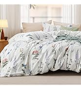 Bedsure Duvet Cover Queen Size - Reversible Cute Floral Duvet Cover Set with Zipper Closure, 3 Pi...