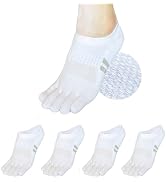 soxsense Cushion No Show Toe Socks For Women Five Finger Socks Low Cut Athletic Running Socks 4 P...