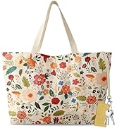 Miss Adola Large Tote Bag for Women - Aesthetic Cute Big Canvas Bags with Zipper Cotton Shoulder ...