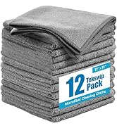 Tekswip Microfiber Cleaning Cloth, Gray, 12 Pack, 12" x 12" | Reusable Lint Free Streak Free Supe...