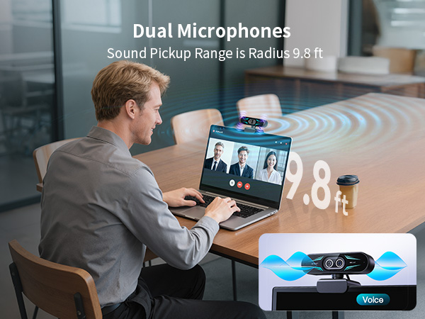 Clear Audio Capture EMEET C60E Dual-Camera 4K Webcam for Streaming