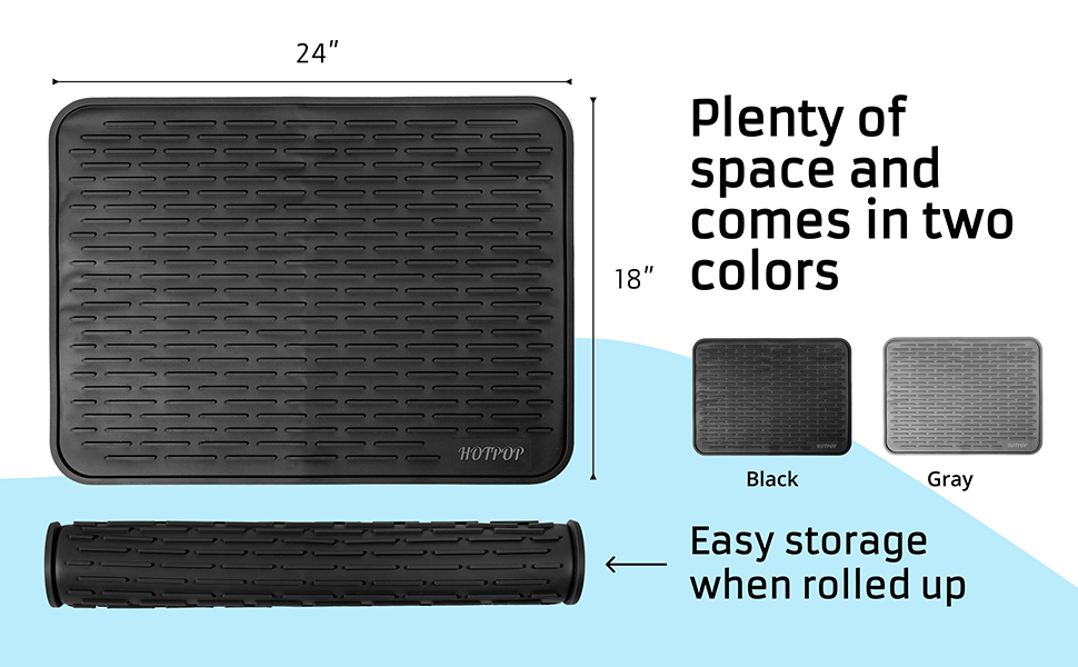 Plenty of space and comes in two colors (Black, Gray). Easy storage when rolled up