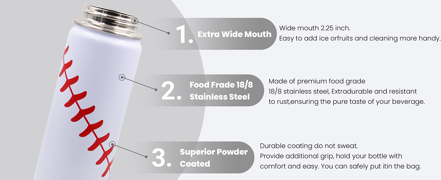 Wide Mouth Stainless Steel Kids Water Bottle