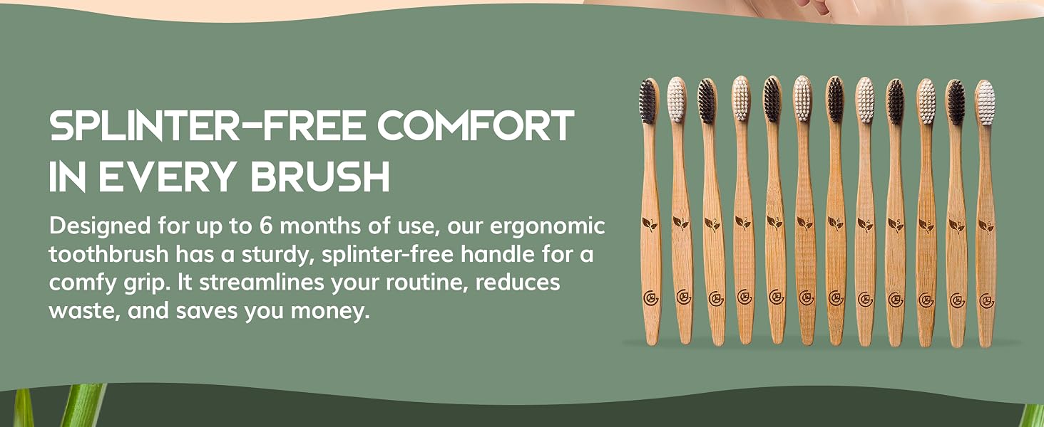 Greenzla Natural Bamboo travel toothbrush set, bamboo toothbrushes, soft toothbrushes for adults