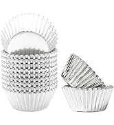 Silver Foil Cupcake Liners For Baking 300pcs Baking Cups Thick & Sturdy, Oil Resistance,Muffin Li...