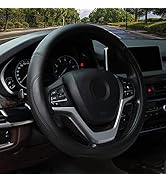 Valleycomfy Microfiber Leather Steering Wheel Cover Universal 15 inch (Black)